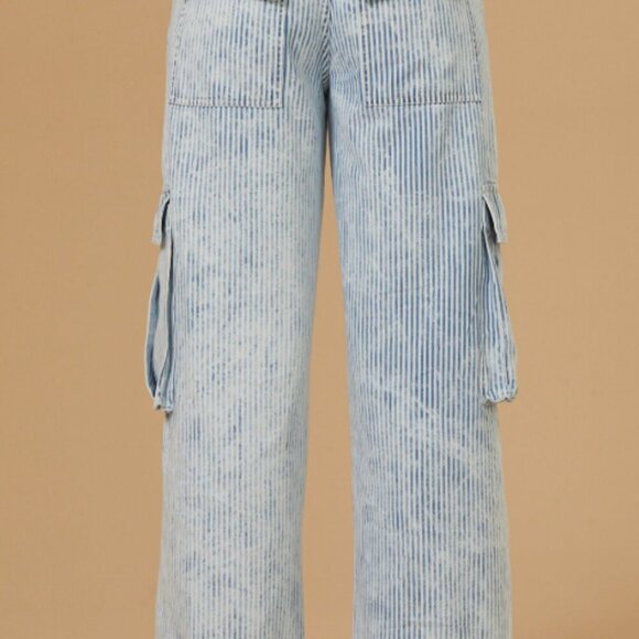 Altard State Blue Pinstripe Cargo Pants - Picture 2 of 6